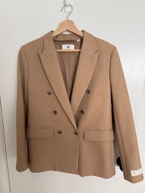 Babaton Camel Double-Breasted Blazer